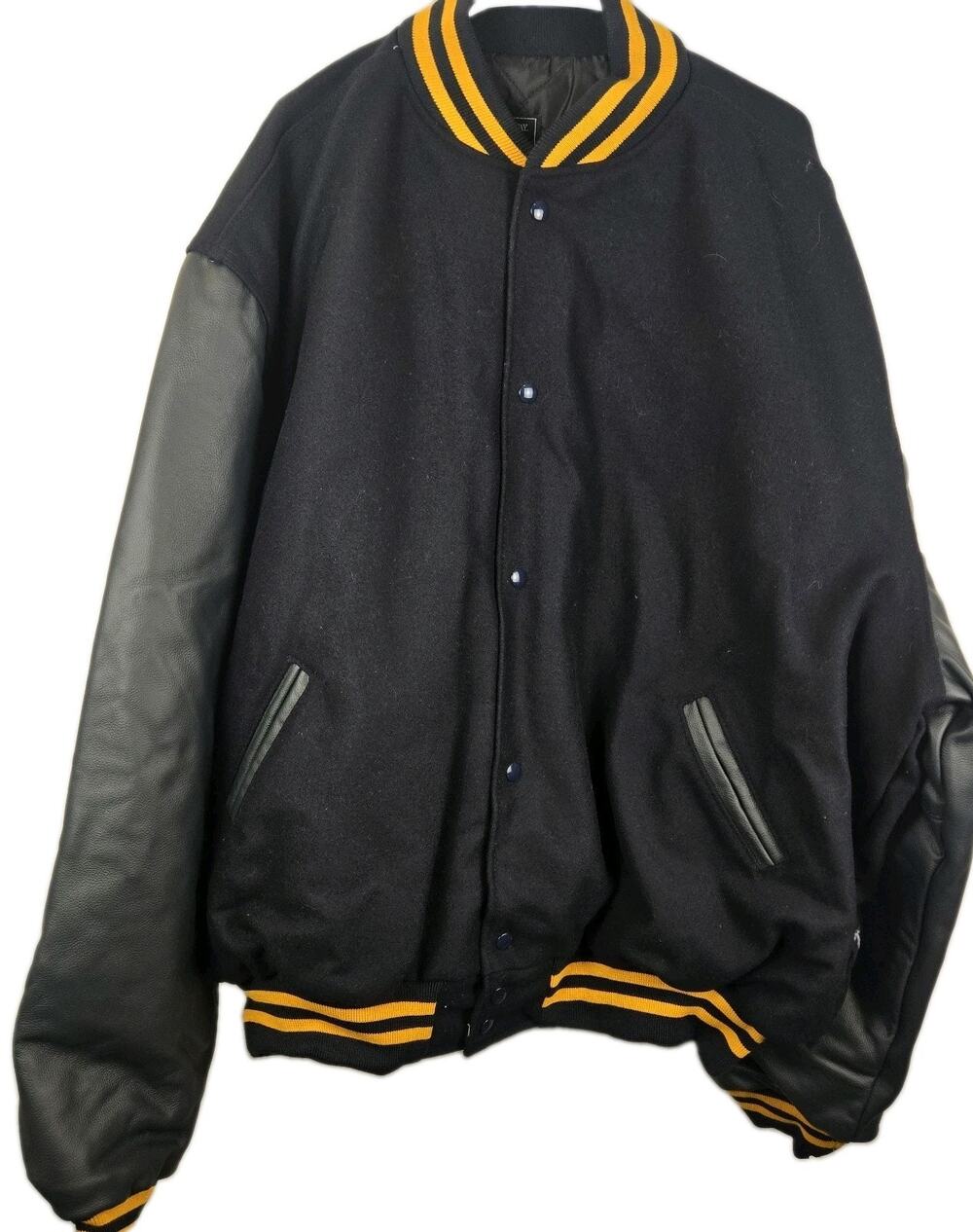 Holloway VARSITY JACKET Men 5XL TALL Letterman DARK NAVY Wool Arms NWT RETRO Gld